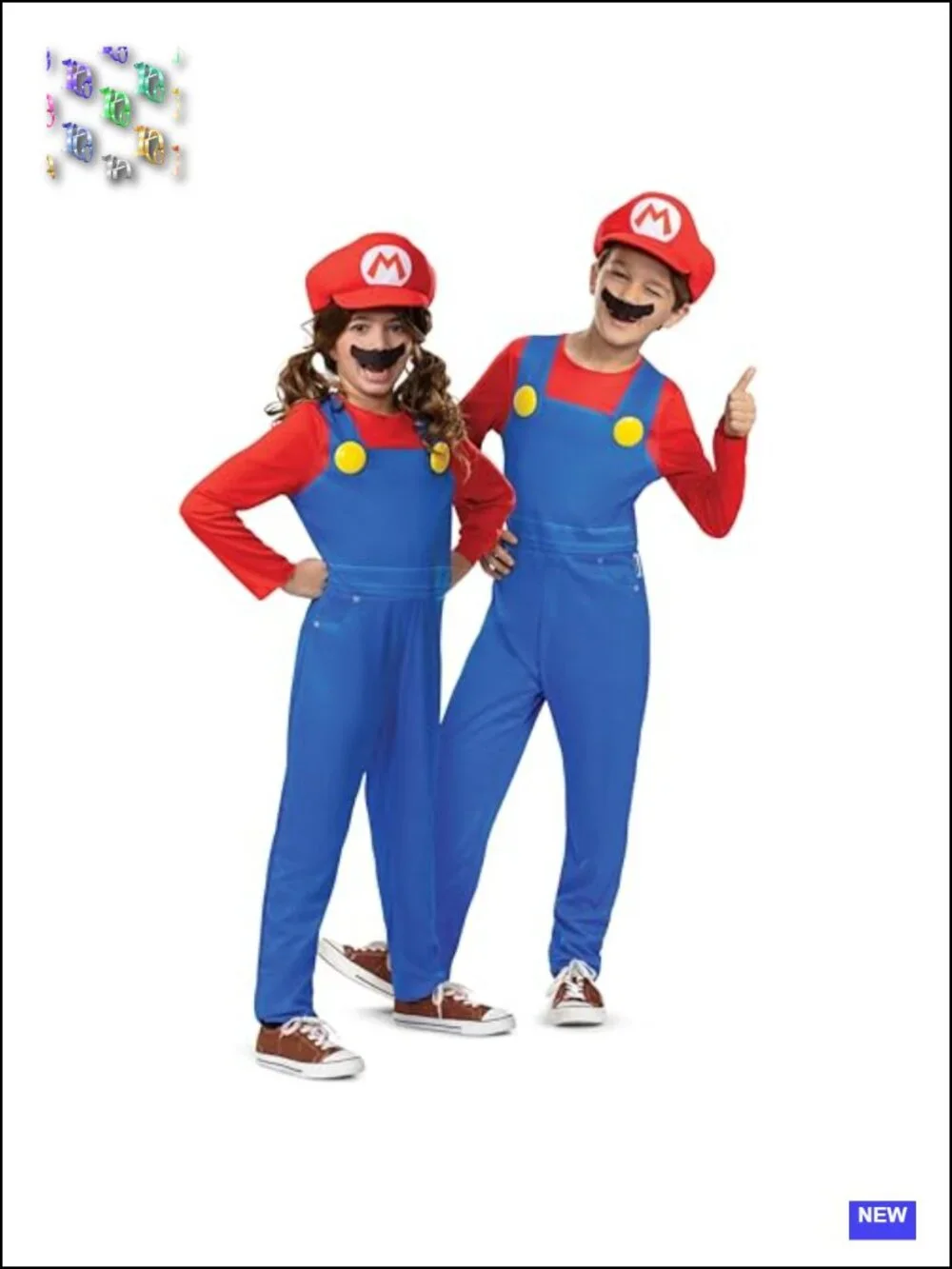 Official Super Mario Kids Costume Set - Jumpsuit, Hat, Mustache
